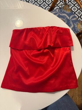 Red Satin Strapless Women’s Top